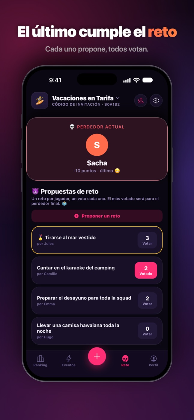 El reto: cada uno propone, todos votan, el último lo cumple.